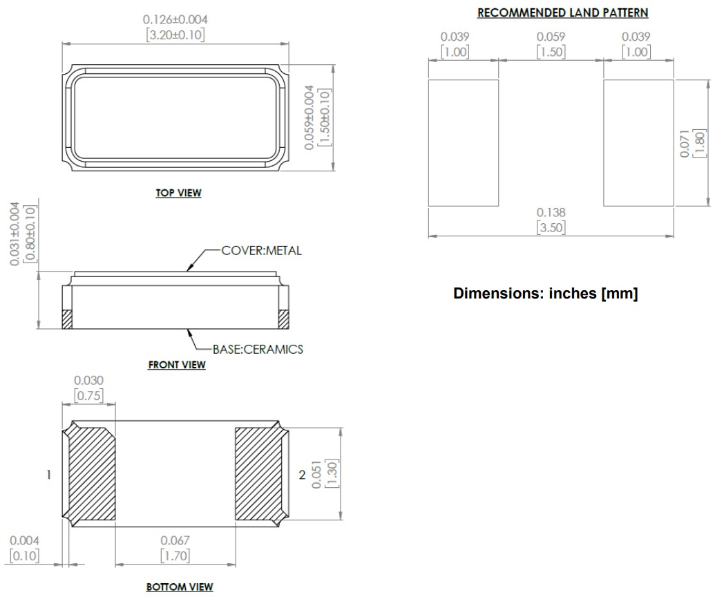 Mechanical Drawing - Abracon ABS07N Crystals
